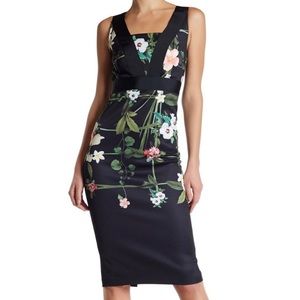 ❤️TED BAKER Kacied Floral Sheath Dress Black Rose